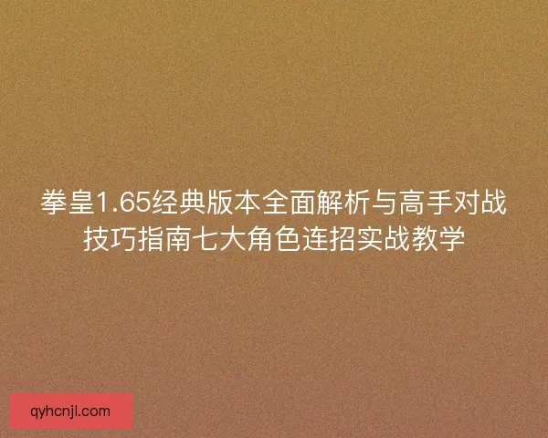 拳皇1.65经典版本全面解析与高手对战技巧指南七大角色连招实战教学